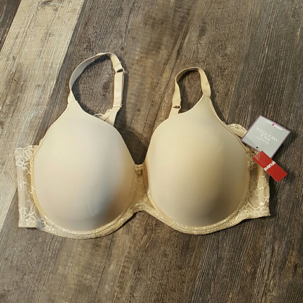 Avenue Body Cream Brown Lace Bra Size 48DDD New